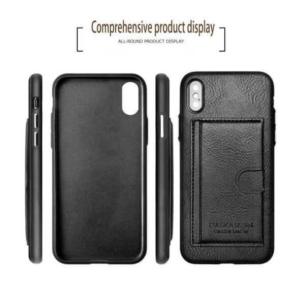 Puloka Luxury Leather Card Pocket Holder Back Cover For Apple iPhone / Samsung
