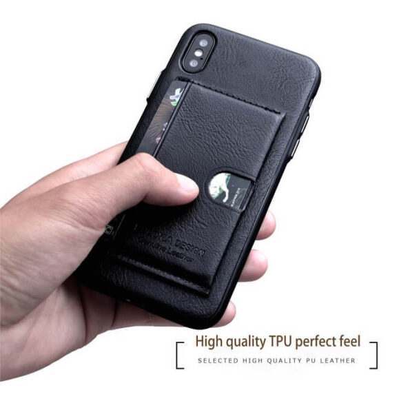 Puloka Luxury Leather Card Pocket Holder Back Cover For Apple iPhone / Samsung