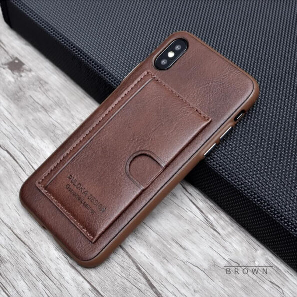 Puloka Luxury Leather Card Pocket Holder Back Cover For Apple iPhone / Samsung