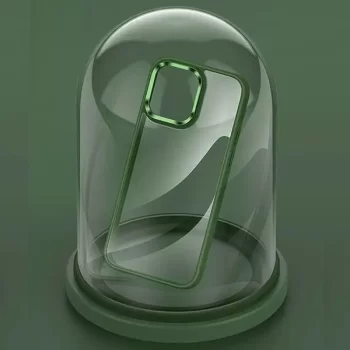 iPhone 14 Pro Max Luxury Metal Camera Protection Shockproof Armor Clear Case - Green