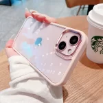 Shockproof-Armor-Transparent-Clear-Case-Cover-Plating-Camera-For-iPhone-14-pink-6-min