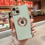 iPhone 14 Pro Max Luxury Plating Camera Protection Logo Cut Soft Case-5