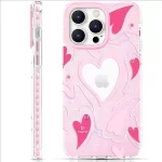 iPhone 14 Pro Max Pink Heart Star Crystal Clear Case-1