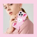 iPhone 14 Pro Max Pink Heart Star Crystal Clear Case-1