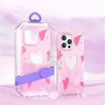 iPhone 14 Pro Max Pink Heart Star Crystal Clear Case-1