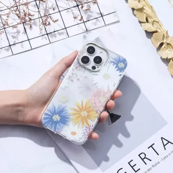 Mikalen Sun Floral Print Clear Mobile Case For iPhone 15